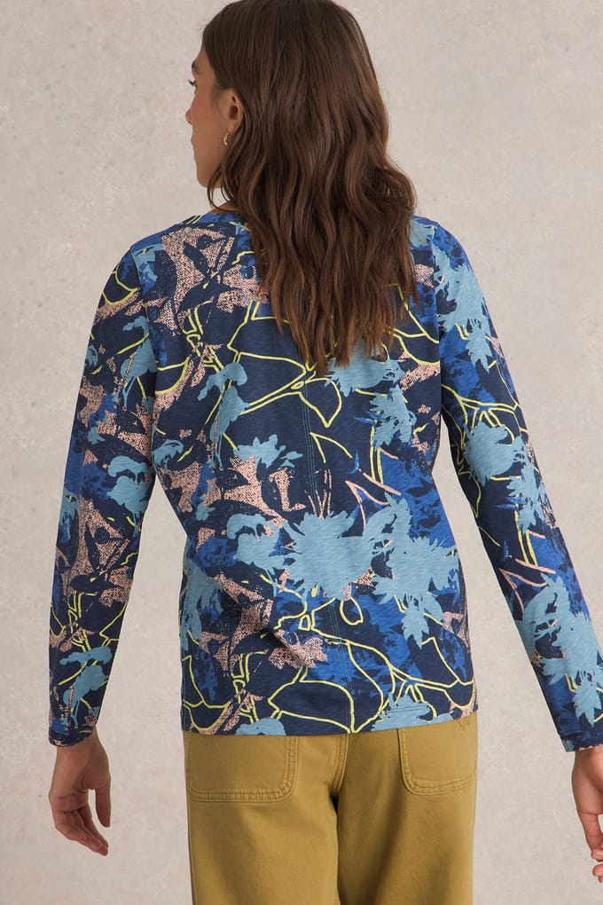 White Stuff Nelly Ls Tee Navy Multi Taglia: 10 | Maglie a manica lunga Outlet | Donna | Blu