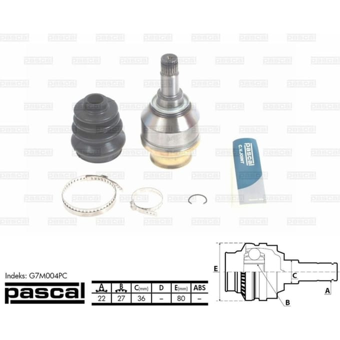 Homokineet reparatie set, aandrijfas PASCAL G7M004PC links