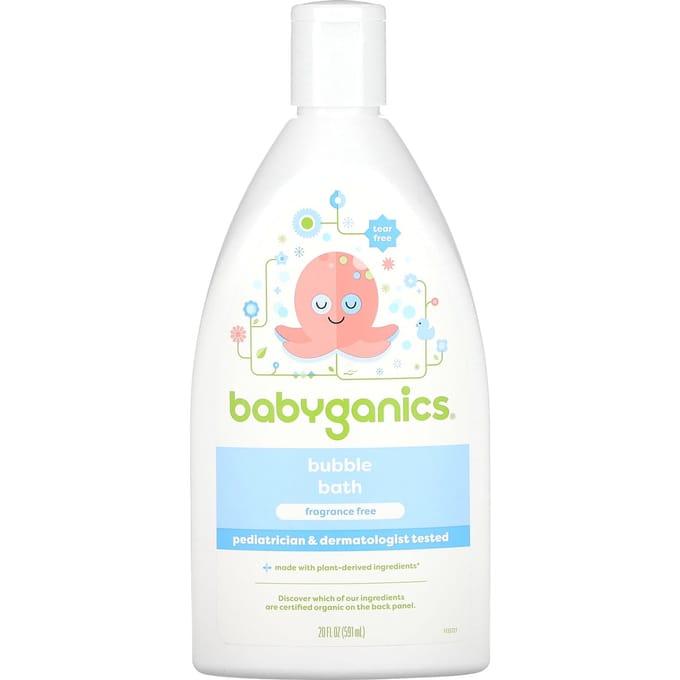 Babyganics, bain moussant, non parfumé, 20 fl oz (591 ml) white