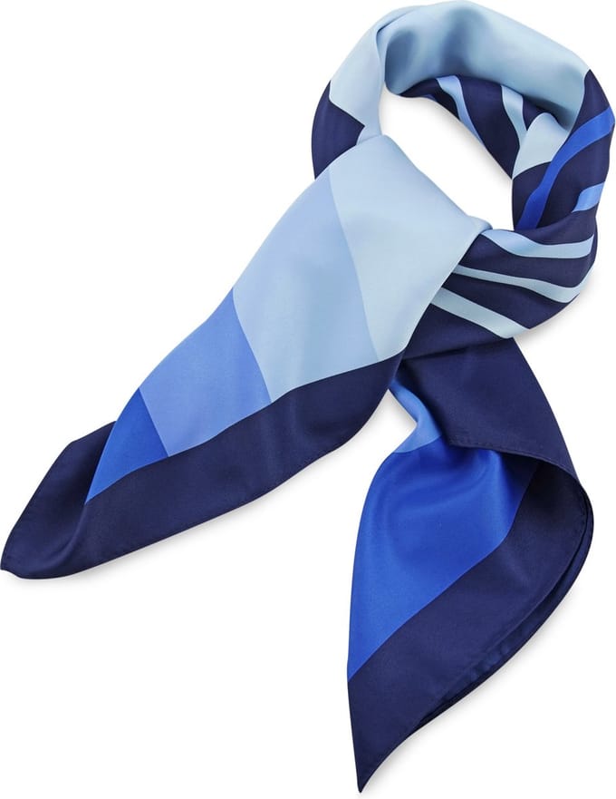 JB Collection - Sjaals - sjaal blauw gestreept vierkant - marineblauw / diverse blauwtinten / wit