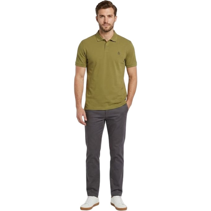 Original Penguin Heren Geborduurd Logo Poloshirt (Olijftak)