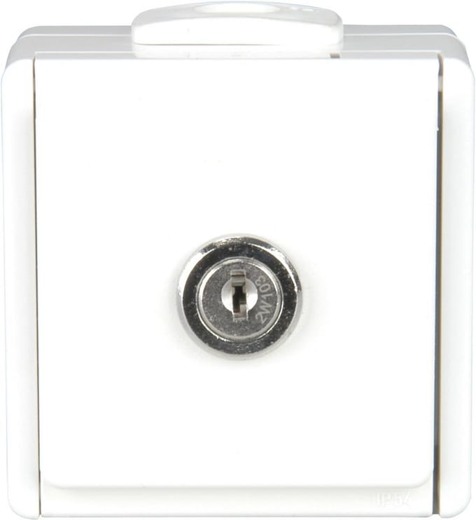 Afsluitbare Stopcontact met Klapdeksel - 1-voudige Opbouw, Poolwit, Spatwaterdicht, 250V, 16A