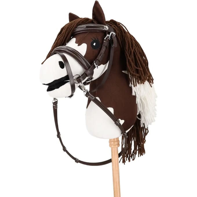 QHP Hobby Horse Hoofdstel Luxe Stiksel Donkerbruin - One size