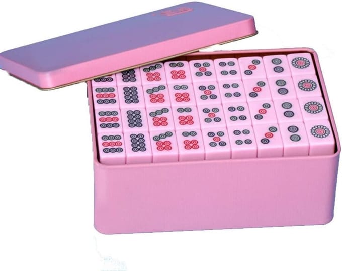 Mahjong Set - Traditioneel Spel - Reis Spel - 144 Keramische Tegels - 20mm - Roze