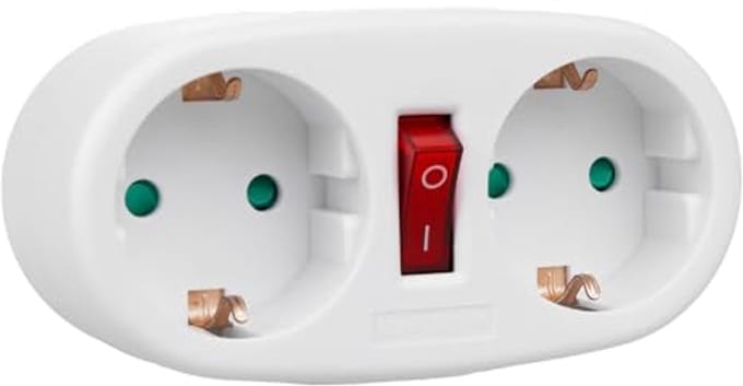 Stopcontact Splitter met 2 Stopcontacten en Aardlekschakelaar Type F 2x16A
