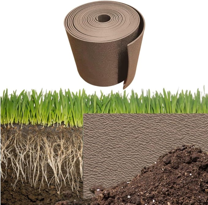 Flexibele kunststof gazonrand - bloembedomranding - gazonband - lengte 6m - hoogte 15cm - bruin