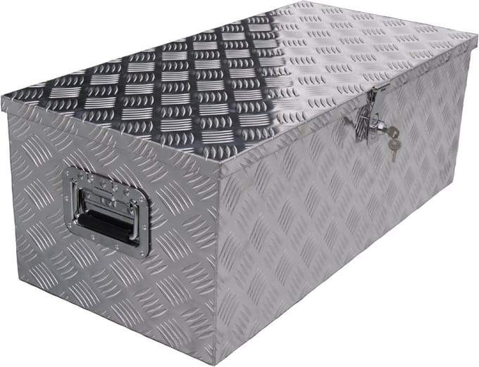 Disselkist aluminium traanplaat 840x400x310 mm - vlinderslot