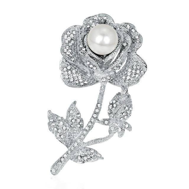 Legering Strass Parel Exquise High-End Rozen Broche Kleding Accessoires white