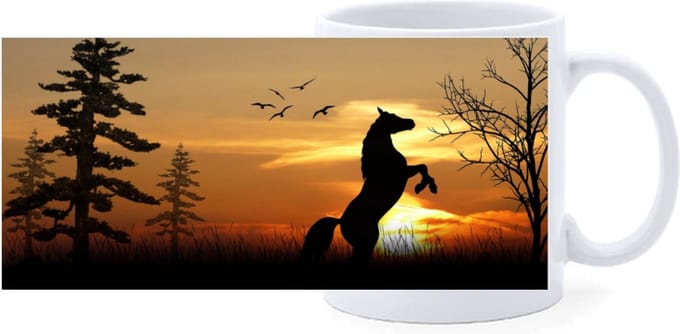 Beker - Paard Sunset in Bos