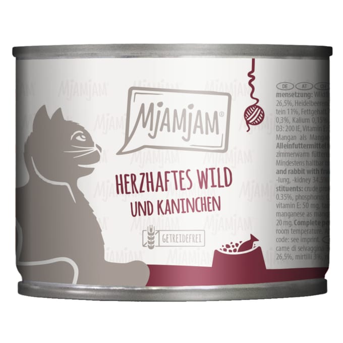 MjAMjAM 6 x 200 g - Hartig hertenvlees en konijn met fruitige bosbessen