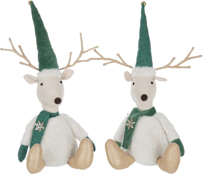 J-Line figuur Rendier Zitting - polyester - mix - 2 stuks
