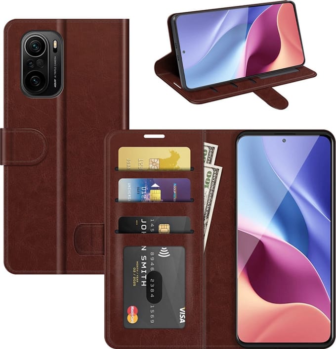 MobyDefend Hoesje - Geschikt voor Xiaomi Mi 11i - Wallet Book Case (Sluiting Achterkant) - Bruin