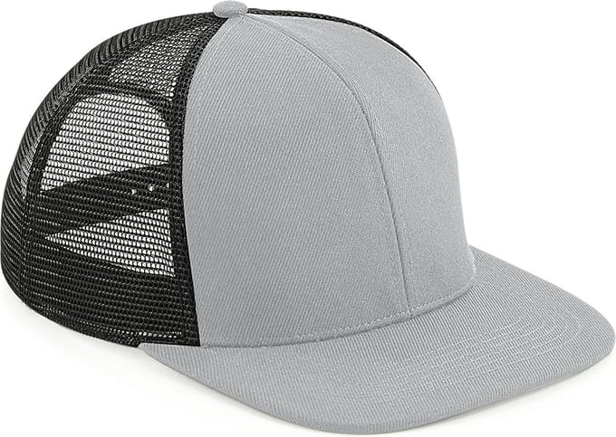 Beechfield 'Original Flat Peak 6 Panel Trucker Cap' Grijs/Zwart