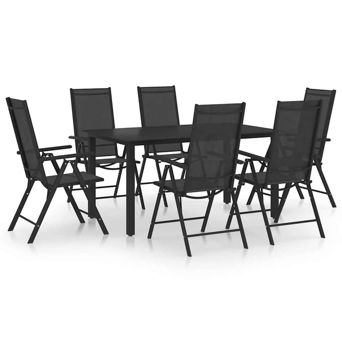 vidaXL - 7-delige - Tuinset - aluminium - zwart