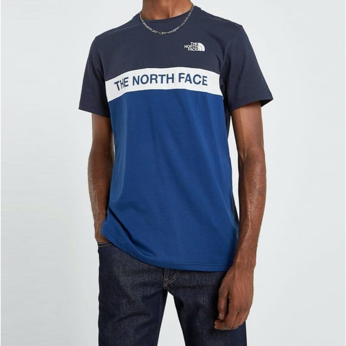 The North Face Heren Geweven Colour Block T-shirt Blauw