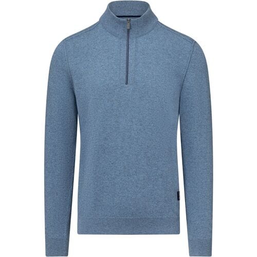 State Of Art Half Zip Trui Wool Blend Melange Blauw - Maat XXL - Heren - Pullovers