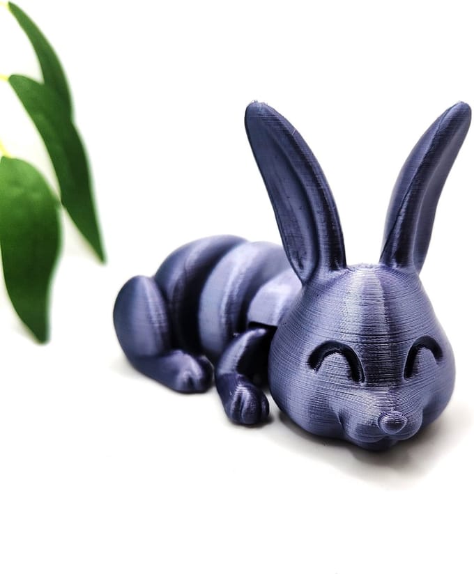 3D-geprint konijn , articulerend flexibel dier zintuiglijk-bureaudier - satijn paars