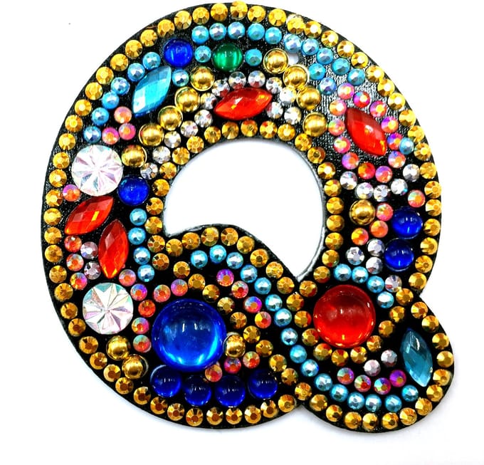 Sleutelhanger letter Q - Diamond painting - compleet pakket - Diamond painting by Wietske