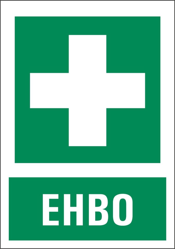 EHBO sticker met tekst 210 x 297 mm