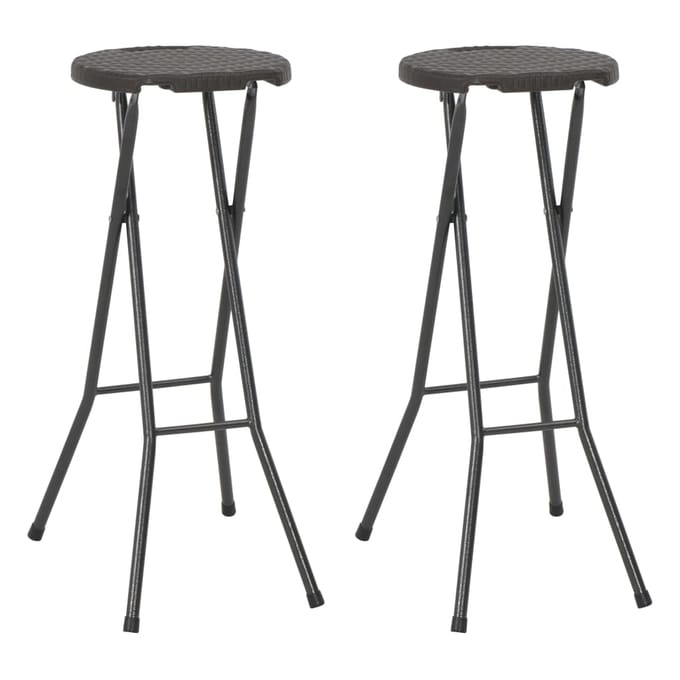vidaXL - Barkrukken - inklapbaar - 2 - st - rattan - look - HDPE - en - staal - bruin