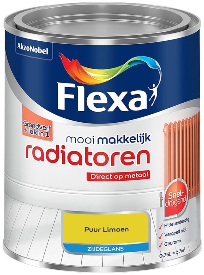 Flexa - Mooi Makkelijk Radiatoren Zijdeglans - Puur Limoen - Mengverf - 750 Ml