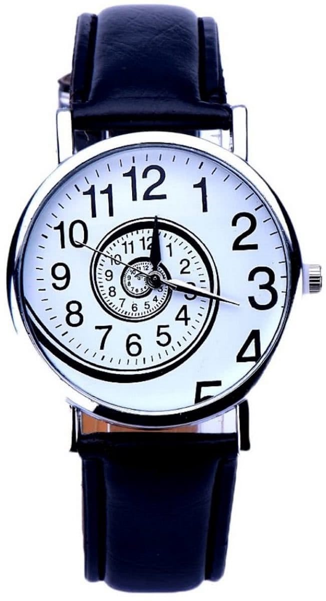 Fako Bijoux® - Horloge - Swirl - Zwart