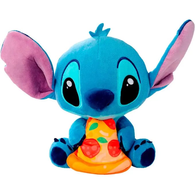 Simba Toys plush Disney Stitch met pizza - Pluche knuffel van 25cm