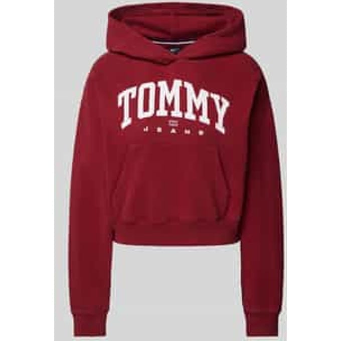 Korte hoodie met labelprint, model 'VARSITY'