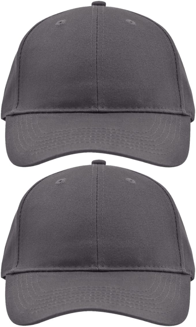 2x stuks 6-panel baseball caps antraciet grijs