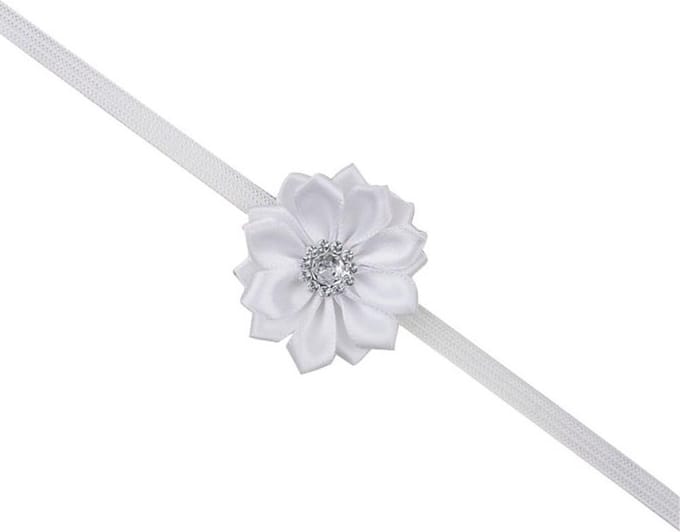 Haarband dun met mooie bloem - Wit