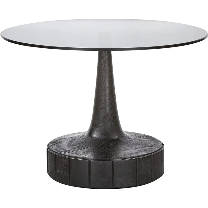 WOOOD Soya Bijzettafel - Mango Hout/Glas - Zwart - 43x60x60