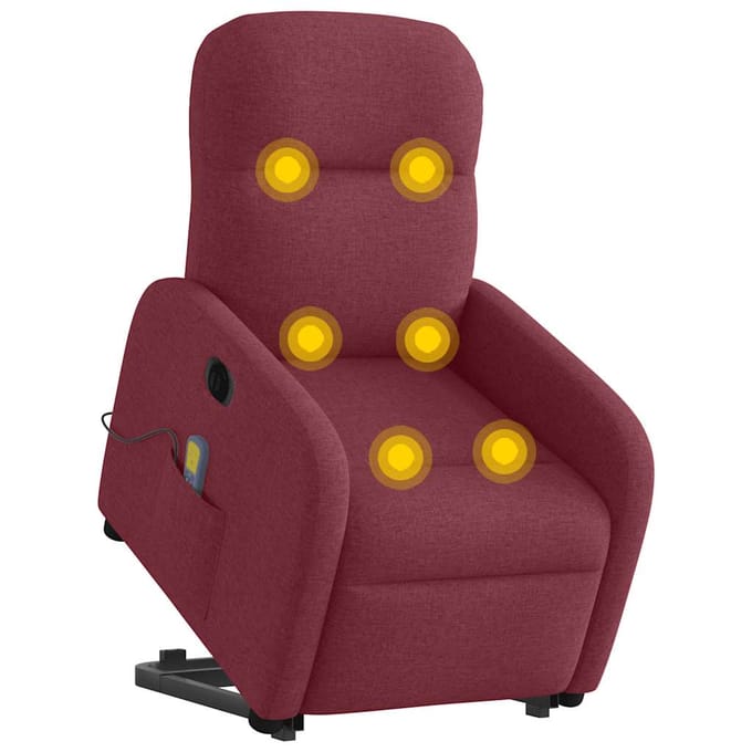 vidaXL - Sta-op-massagestoel - elektrisch - verstelbaar - stof - wijnrood