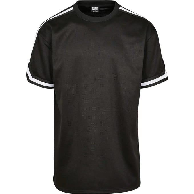 Urban Classics Oversized Stripes Mesh Tee Heren T-shirt - zwart - S