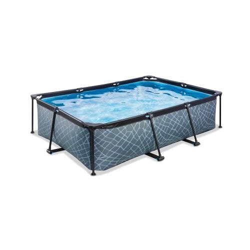 EXIT Stone Frame Zwembad 220x150x65cm - Opzetzwembad - met Filterpomp - Rechthoekig - Grijs