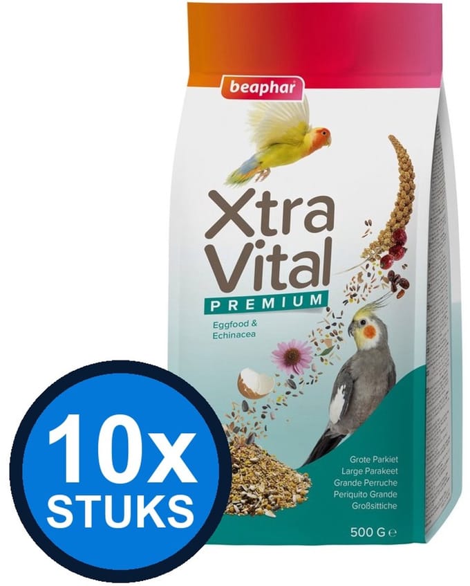 10x Beaphar - XtraVital grote parkiet 500gr - Vogelvoer - 500 g