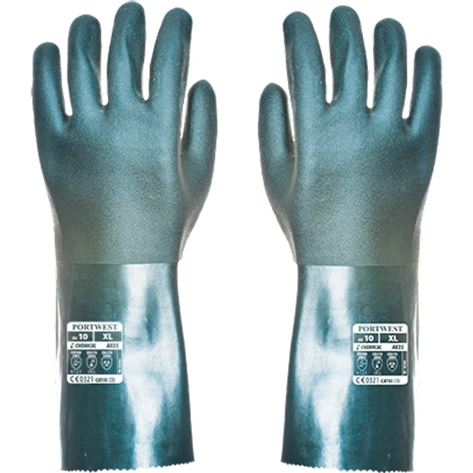 Portwest Dubbel Gedompelde PVC-handschoen 35cm - Groen - XL