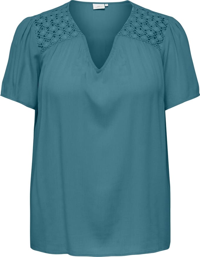 ONLY CARMAKOMA - CARSELASI S/S V-NECK TOP WVN - Dames - Blouses