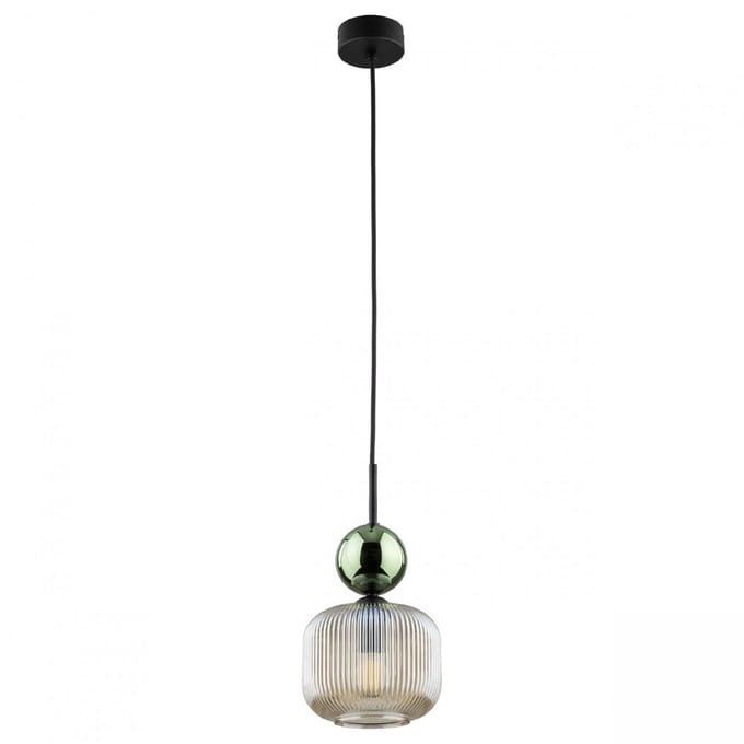 TK-Lighting Sophia Hanglamp - 1xE14 - Zwart/Groen/Cognac