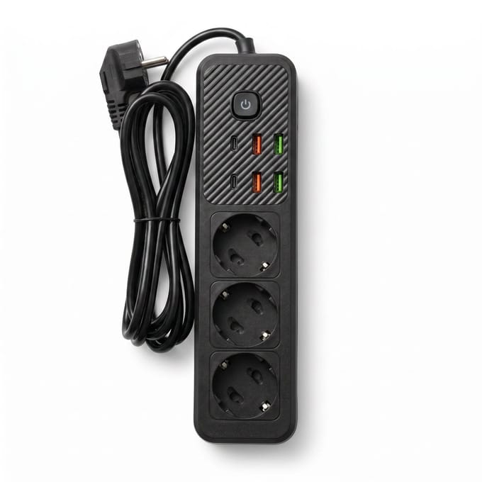 Oneproduct Stekkerdoos met USB Zwart - 3 Stopcontacten - 4 USB-A - 2 USB C - 2 Meter