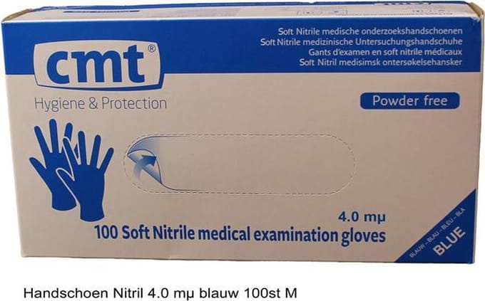 CMT Handschoen Nitril 4.0 mµ blauw 100st M