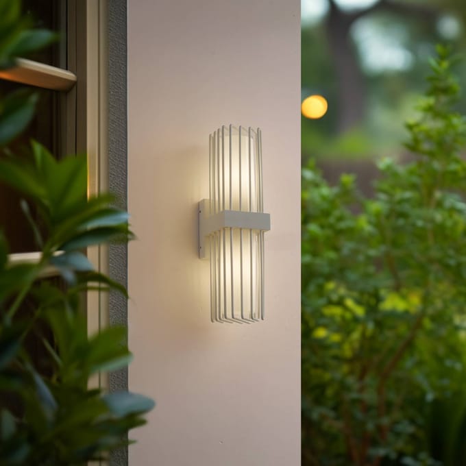 Lucande - Wandlamp buiten - 2lichts - Aluminium, polycarbonaat - H: 41.9 cm - E27 - wit