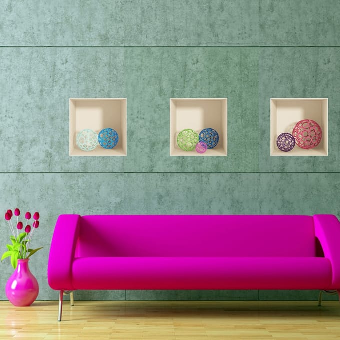 3D-effect bolvormige stickers, 30 x 90 cm
