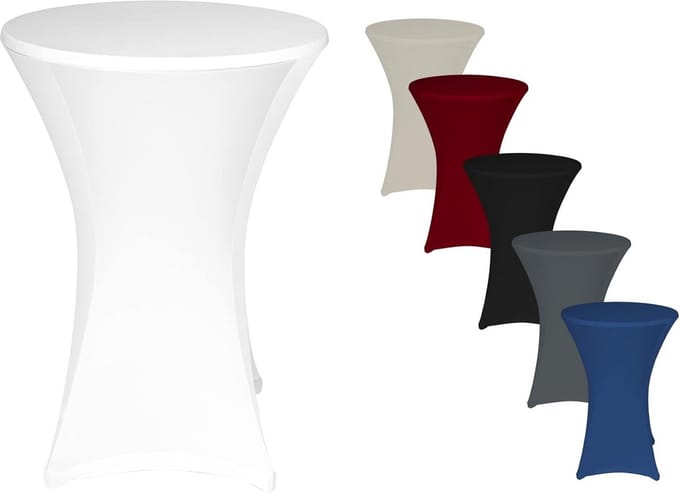 Set van 5 Elastische Statafelhoezen voor Ronde Bistrotafels Wit Geschikt voor Ø 70-75 cm