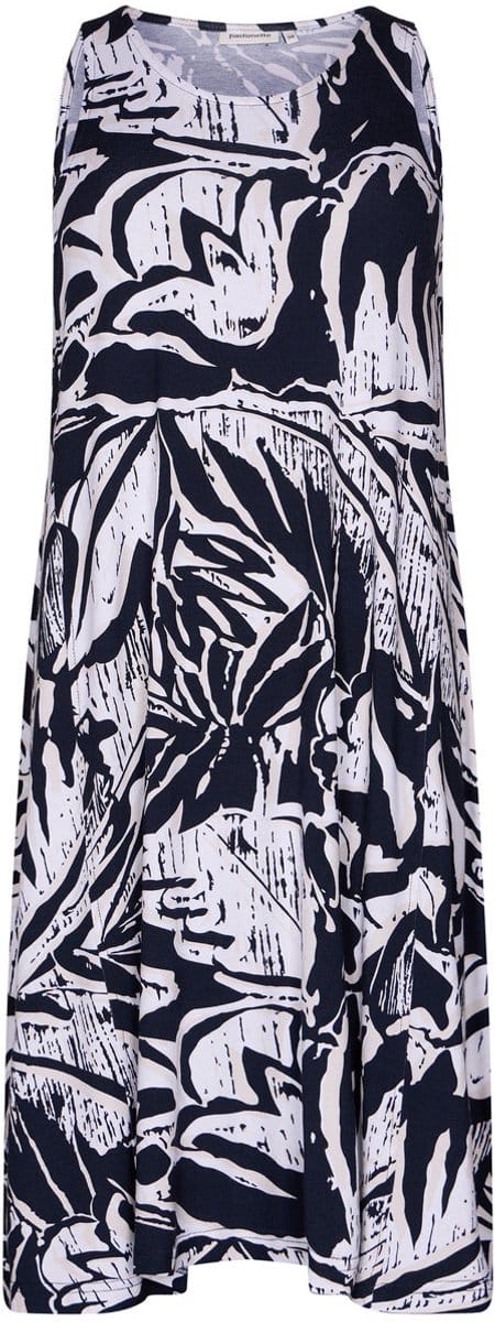 Pastunette Jurk Sea Flower - Viscose - Blauw/Wit - Mouwloos - Maat 36