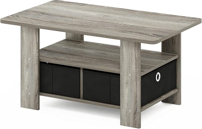 Salontafel met lade in Frans eiken/zwart