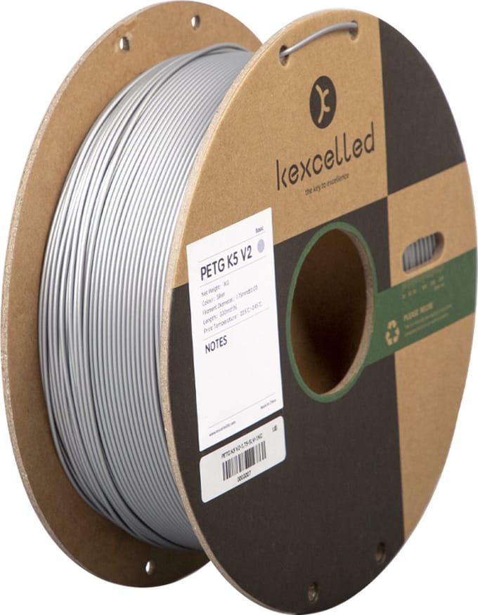Kexcelled PETG Zilver/Silver 1.75mm 1kg 3D Printer filament