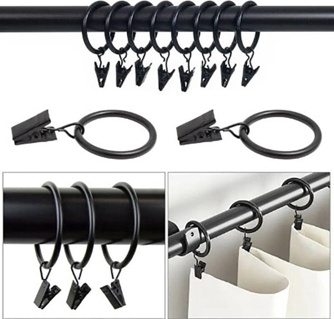 New Age Devi - 10 stuks RVS gordijnringetjes - 32mm - Inclusief handige klemmetjes