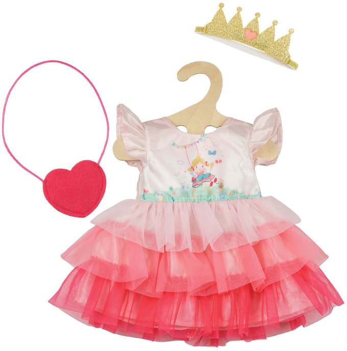 Heless poppenjurk prinses Emily met kroon en tas 28-35 cm.