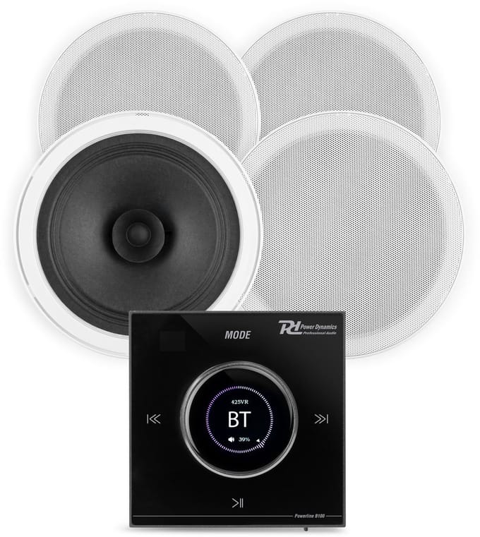 Power Dynamics badkamer speakers inbouw set - Speakers voor badkamer met Bluetooth B100B versterker