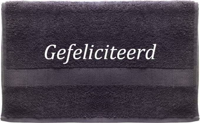 Handdoek - Gefeliciteerd - 100x50cm - Grijs